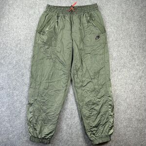 Nike Pants Womens Medium Green Woven Track Joggers Nylon Zip Pockets CV8648-326